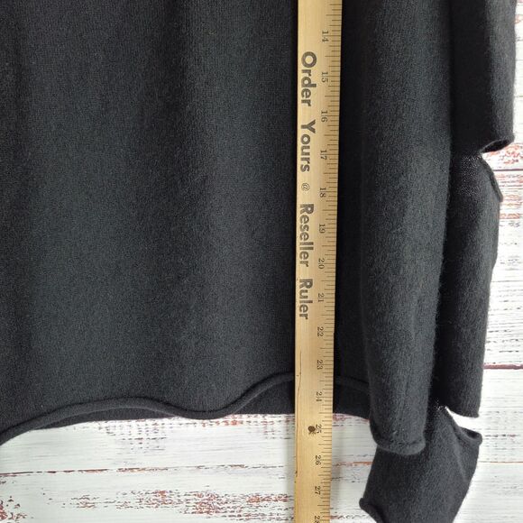 Skull Cashmere Sz XS Tyrone Sweater Top Cutout Slit Long Sleeve Black Goth Punk - Picture 2 of 11